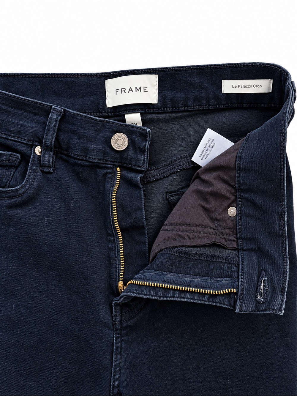 FRAME Le Palazzo Crop Jeans High Rise Wide Leg Dark Navy Size 29 NWT - Picture 13 of 13